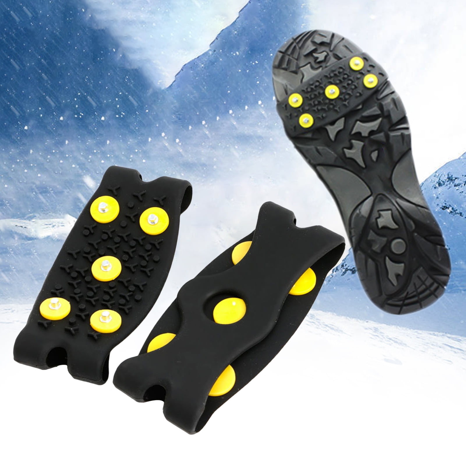 5 Studs Snow Ice Climbing Anti Slip Spikes Grips Crampons Cleat Shoes Cover 