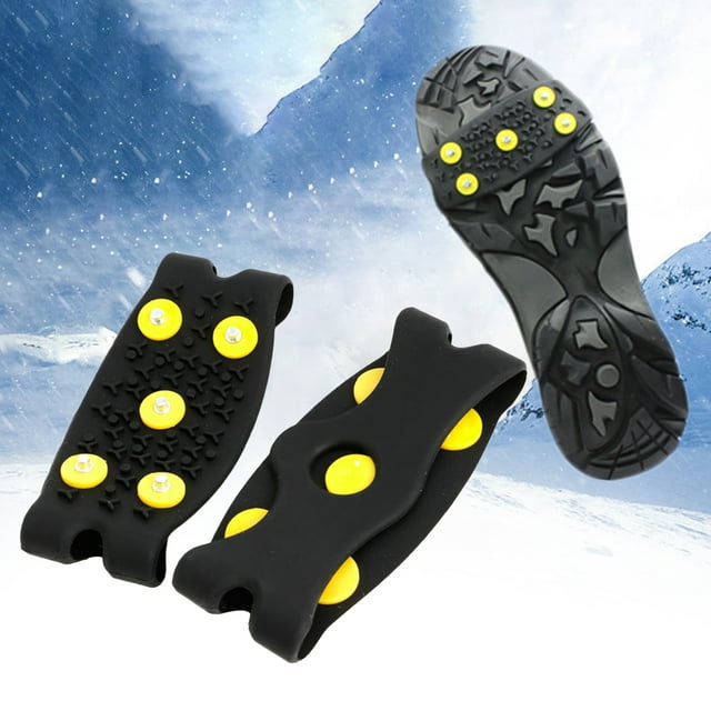 SPRING PARK 1 Pair 5-Stud Shoes Cover Non-Slip Silicone Shoes Cover Crampon Snow Anti Slip Spikes Grips Crampon Cleats Shoes Accessories (Black)