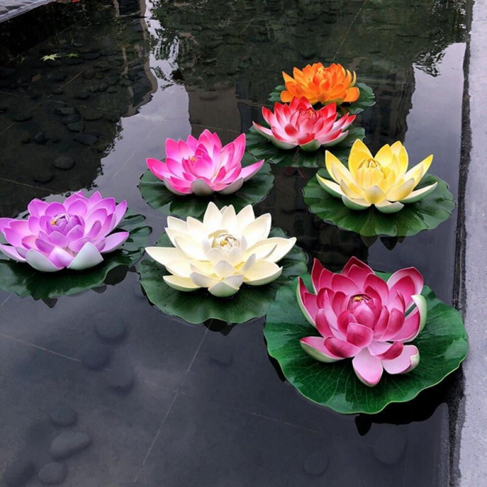 Artificial Water Lily Lotus Floating Flower Garden Pool Tank Pond Plant Ornament 