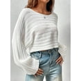 thumbnail image 6 of Women'S Scoop Neck Long Sleeve Sweater Slim Fit Ribbed Knit Solid Fashion Sweater Pullovers White XS, 6 of 9