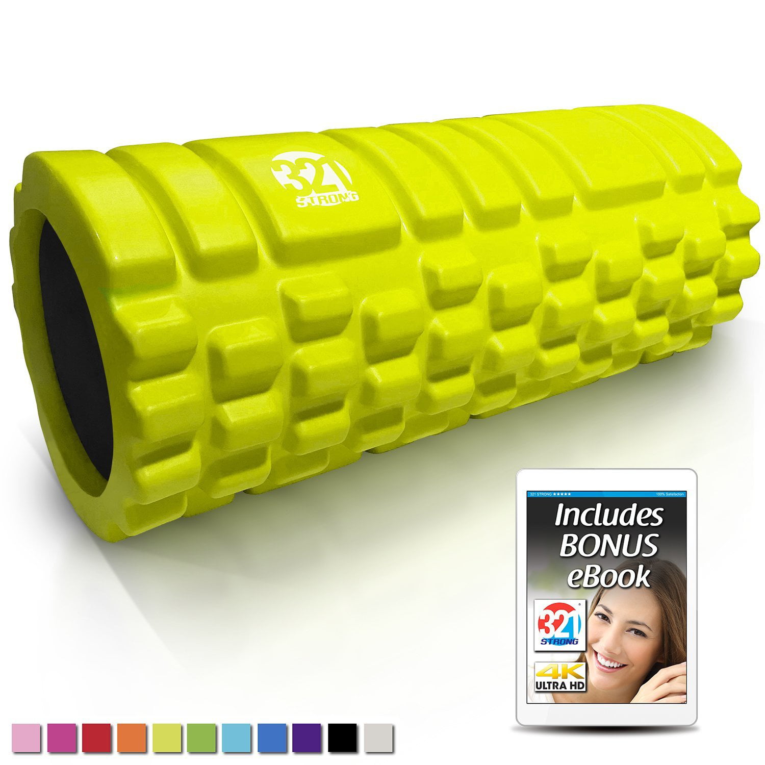 Medium Density Deep Tissue Massager for Muscle Massage and Myofascial Trigger Point Release with 4K eBook 321 STRONG Foam Roller 