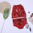 thumbnail image 3 of Gibobby Conjunto Lencería Tanga Y Bralette 2 Set Mujeres Clubwear Sexy Charol Ropa interior Vendaje Stripper Pieza íntima(Rojo, CH), 3 of 5