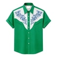 thumbnail image 4 of HOWPAY Mens Shirts Short Sleeve Button down Western Cowboy Print Beach Vacation Tee Stretch Casual Loose Fit Oversized Soft Summer Clothes Green XXL, 4 of 4