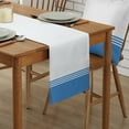 thumbnail image 2 of Blue White Striped Table Runner 72 Inches, Modern Abstract Art Aesthetics Bed Runner Dresser Scarves Tabletop for Indoor Outdoor Parties/Ceremony/Banquet, 16" x 72", 2 of 8