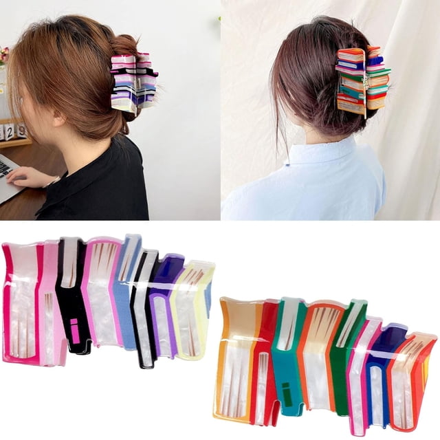 Pinza para el pelo XINYU forma de libro 3,85 pulgadas color naranja fijación media fuerte