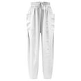 thumbnail image 6 of Sales of The Week, lcziwo Loose Fit Capris Pants for Women Summer Casual Drawstring Lantern Beach Pants Vacation Linen Cropped Trousers with Pockets White XL, 6 of 9