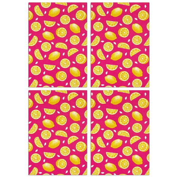 Lemon Kitchen Hand Towels Set of 4, 18x26 Fruit Dish Towels, Soft Absorbent Tea Towels for Farmhouse Kitchen or Home Decor Use