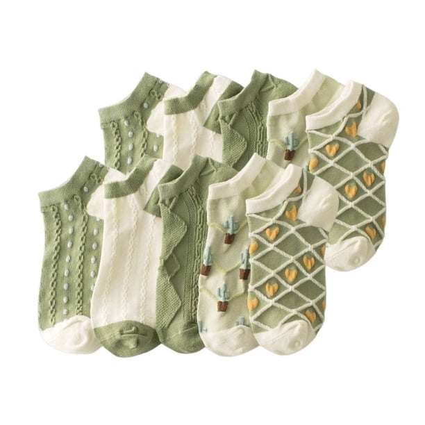 10 pares de calcetines tobilleros de algodón con bonito diseño estampado. Son suaves con la piel, adecuados tanto para actividades en interiores como en exteriores.