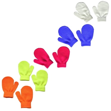 breaise 5 Pack Baby Boys and Girls Solid Warm Knitted Mittens Gloves