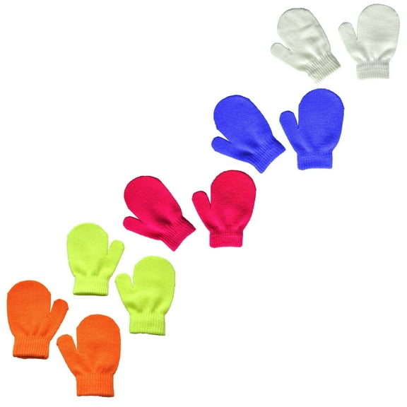 breaise 5 Pack Baby Boys and Girls Solid Warm Knitted Mittens Gloves