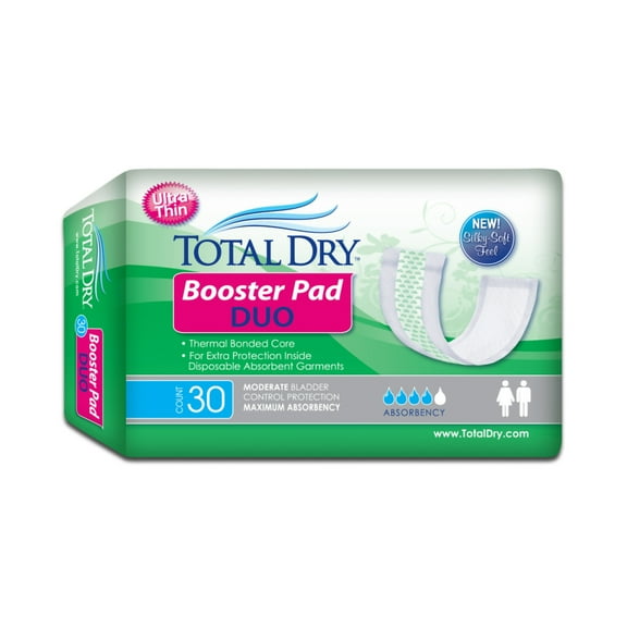 TotalDry Booster Pad Duo Unisex Booster Pad Extra Long 12" L BH98102, Maximum, 180 Ct