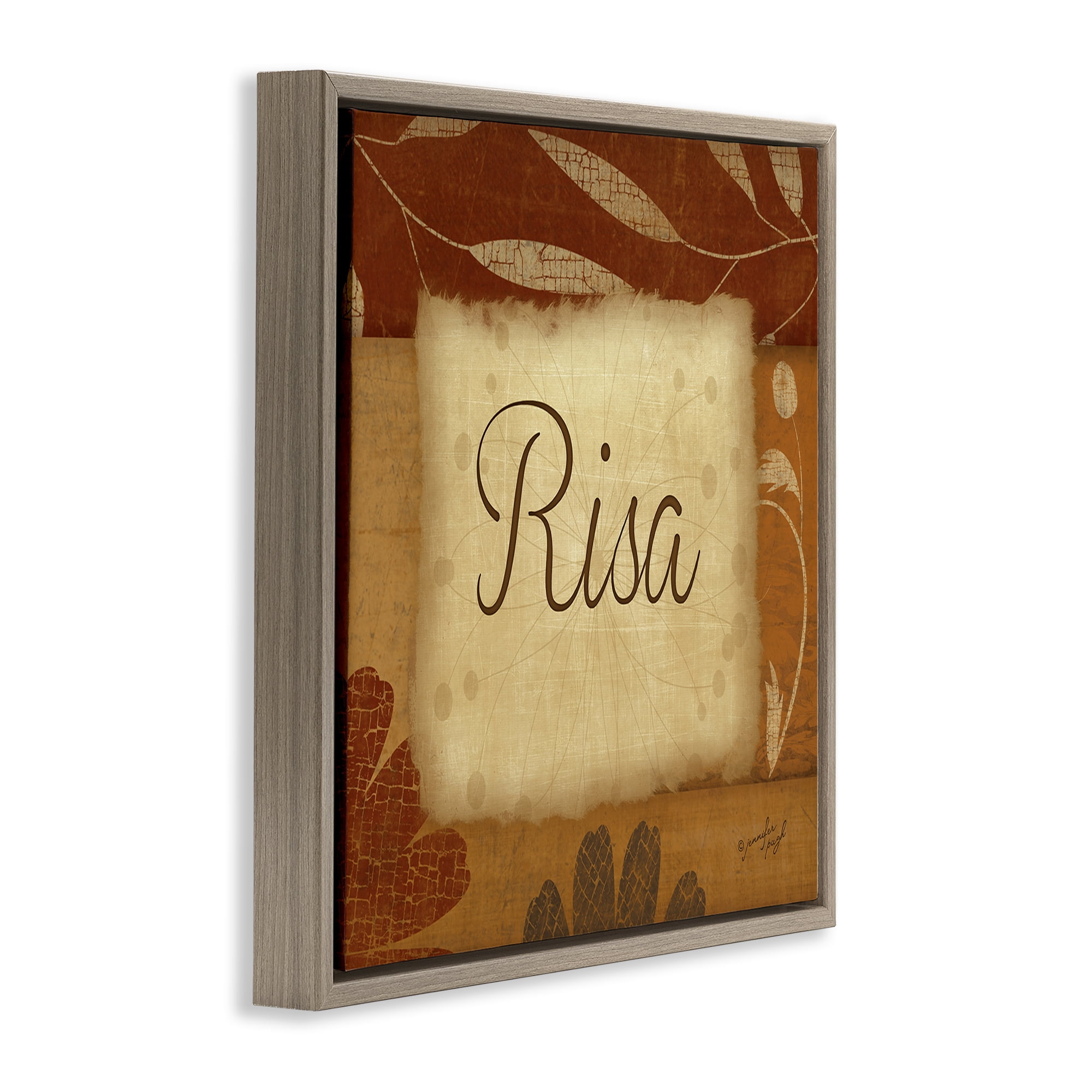 Stupell Industries Risa con Flores Tradicionales Typography and Symbols Painting Brown Floater Framed Art Print Wall Art, 25 x 25