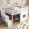 thumbnail image 4 of Noble House Twin Size Loft Bed With Storage Staircase and Window, With LED Light, White, 4 of 10