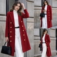 thumbnail image 2 of Women's Mid Long Pea Coat Double Breasted Winter Outerwear Warm Overcoat, 2 of 7