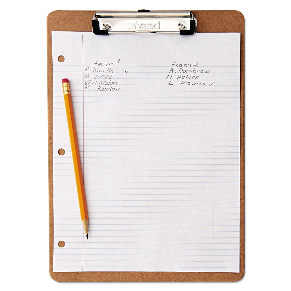 Universal Hardboard Clipboard, 1/2" Capacity, Holds 8 1/2w x 12h, Brown, 6/Pack -UNV05562