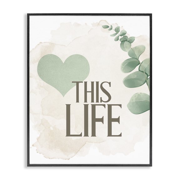 Stupell Industries Scandinavian Love This Life Green Heart Neutral Black Framed Giclee Art, 16 x 20, by Kim Allen