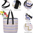 thumbnail image 2 of Mygreen Foldable Work Tote Bags For Women Large Tote Travel Bag, Nurse Bag, Teacher Bag, Mom Bag Blue Triangle-Large, 2 of 8
