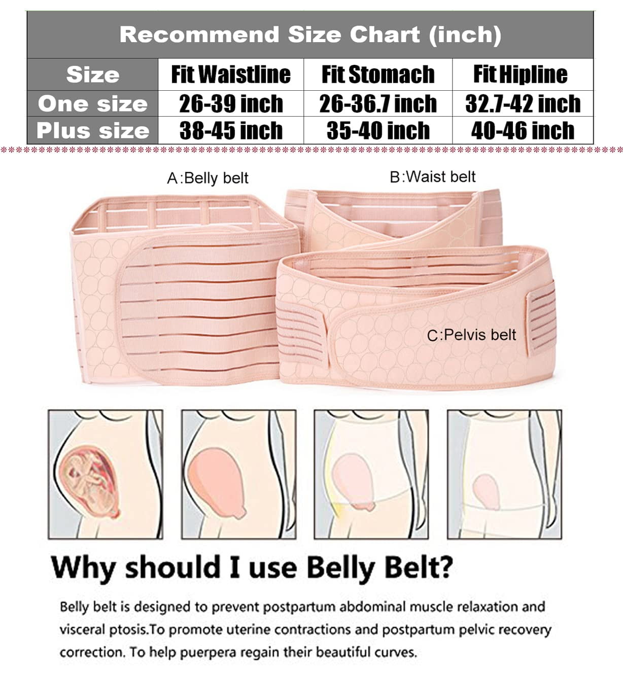 ChongErfei 3 in 1 Postpartum Support Recovery Belly waist pelvis Belt Shapewear Slimming Girdle Beige One Size For Posture Correction Walmart