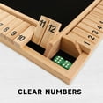 thumbnail image 3 of GSE Games & Sports Expert 4-Player 12 Numbers Wooden Shut The Box Dice Board Game with 8 Dices Classic Tabletop Version of Popular English Pub Game - Natural Wood, 3 of 8