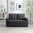 thumbnail image 3 of JERFIT Modern Velvet Convertible Sofa Bed 3-in-1 Sleeper Futon with Storage Pockets for Small Space, Dark Gray, 3 of 10