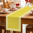 thumbnail image 3 of Yellow Abstract Art Table Runner, Greek Key Geometric Country Farm Cotton Linen Kitchen Table Decoration Washable Dining Tabletop Runners for Home Party Decor 18x72 Inches, 3 of 9