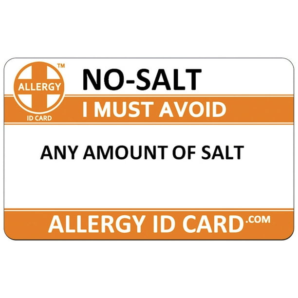 Allergy ID Card No Salt