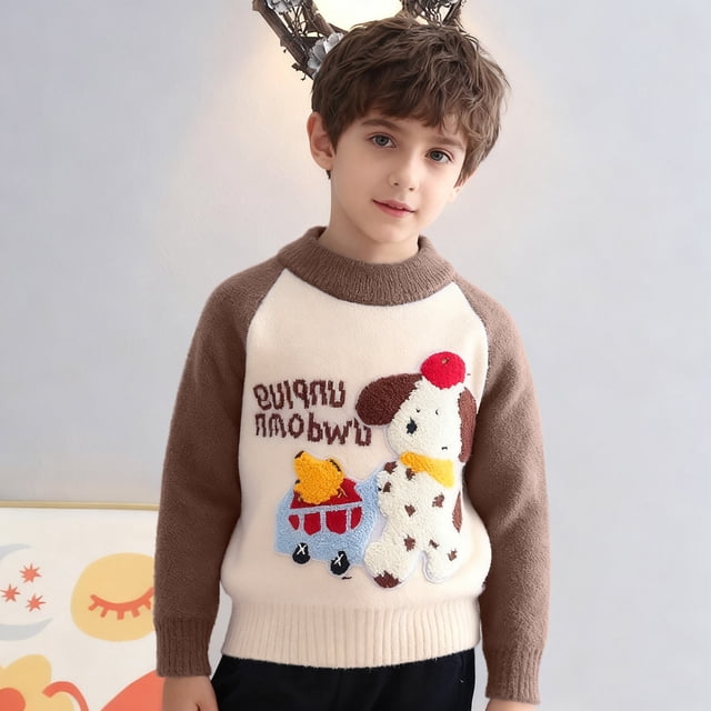 Suéter de cuello redondo Zhongda Suéter para niños Suéter de cuello redondo para niños Suéter de punto para niños Top de poliéster para niños