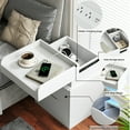 thumbnail image 2 of Nightstand with Charging Station, White Bedside Table LED Modern Nightstand with 3 Hidden Drawer for Bedroom Living Room, 2 of 11