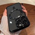 thumbnail image 2 of Plating Soft TPU Full Lens Protect Case For iPhone 15 14 13 12 11 Pro Max Plus Magsafe Magnetic Wireless Charging Clear Cover Silvery For iPhone 12 ProMax, 2 of 6