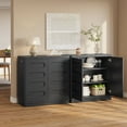 thumbnail image 3 of Sideboard Buffet Cabinet with Storage and 2 Doors, Modern Storage Cabinet/Coffee Bar with Adjustable Shelves, Modern Dresser for Kitchen Hallway Living Room, Black, 3 of 9