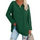 thumbnail image 1 of Blusa informal para mujer color sólido hombros caídos cuello en V suave manga larga camiseta de gran tamaño cómoda para uso diario ANGGREK  Otros, 1 of 6