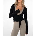 thumbnail image 3 of Wrap Top YOENAESGI Y2k Ballet Pilates para mujer, color negro, 3 of 5