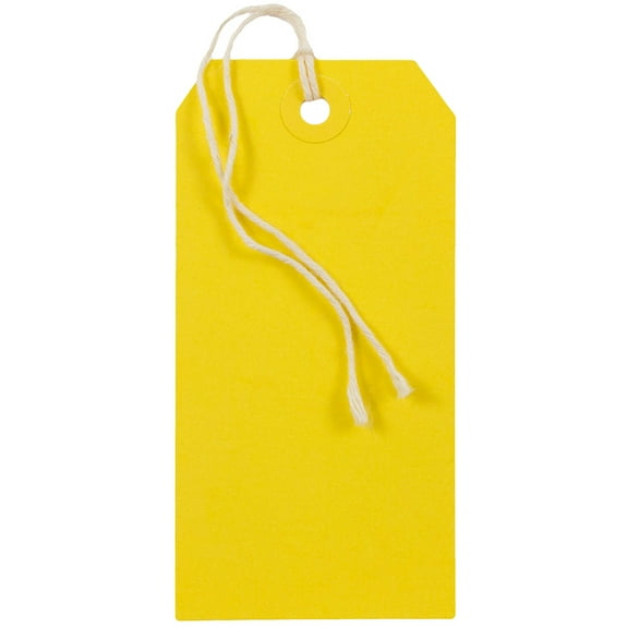 JAM Paper & Envelope Medium Yellow Paper Gift Tags, with String 4.75" x 2.37" x 2" (10 Count)
