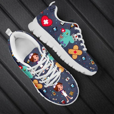 

Lightweight Women s Nurse Shoes Cute Nurse Medical Supplies Pattern Ladies Flat Shoes Sping Autumn Casual Sneakers