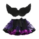 thumbnail image 2 of Vestido de tutú de Halloween para niñas, alas de plumas negras, falda de malla estampada de dos piezas para niños, cosplay de anime, 2 of 5