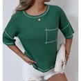 thumbnail image 4 of BSDJILFG Plus Size Tunic Tops for Women Waffle Knit Tees Loose Fit Shirt Short Sleeve Solid Color Blouse With Pockets, 4 of 7