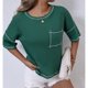 thumbnail image 4 of Camisetas Casuales de Mujer Nueva Camiseta de Manga Corta de Cuello U de Color Sólido de Verano, Poliéster, 4 of 7