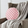 thumbnail image 2 of Greendale Home Fashions 15” Round Pink Quatrefoil Cotton Canvas Decorative Pillow, 2 of 4
