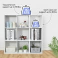 thumbnail image 3 of SONGMY 9-Cube White Storage Organizer Bookcase, Modern Bookshelf for Living Room, Home Office Display Shelf with Fabric Bins, Cube Storage Organizer Cabinet, 3 of 10