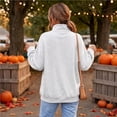 thumbnail image 5 of Mock Neck Loose Sweatshirt for Women Drop Shoulder Puff Sleeve Oversized Pullover Soft Knit Versatile Daily Athleisure Outer Top Light Gray S, 5 of 6