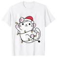 thumbnail image 1 of Camiseta con luces navideñas para mujer, camisetas con estampado gráfico de gato bonito, camisetas de manga corta, ropa de calle divertida, camiseta de marca, ropa femenina, 1 of 5