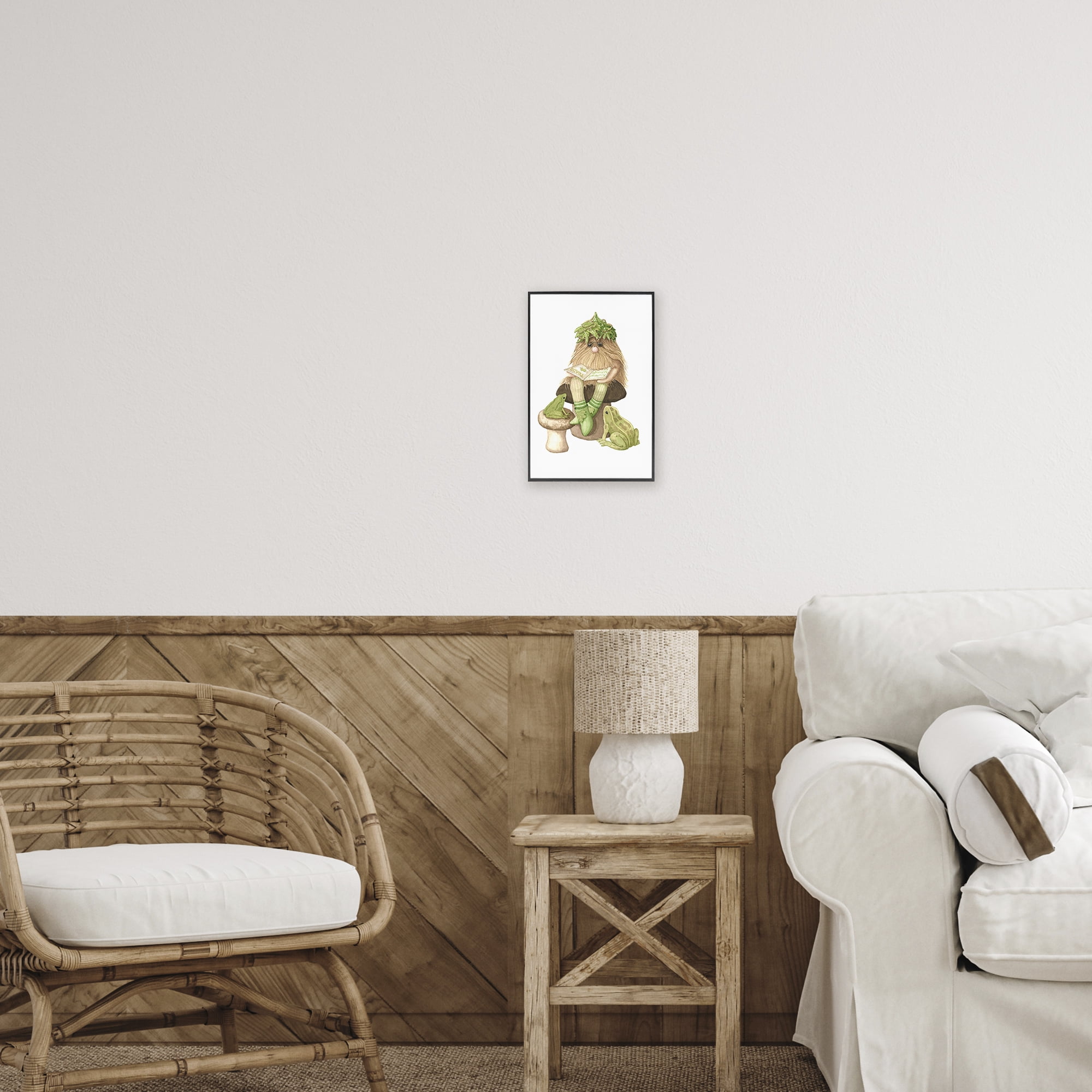 Stupell Industries Garden Elf with Frogs Black Framed Giclee Art, design by Nancy Overton