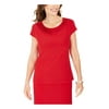 Kasper Womens Petites Short Sleeve Cowl Neck Top Red PS