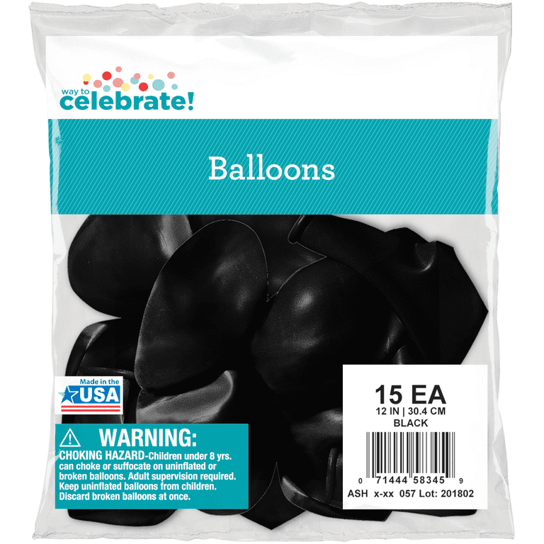 Prextex 75 Black Party Balloons 12 Inch Black Balloons with