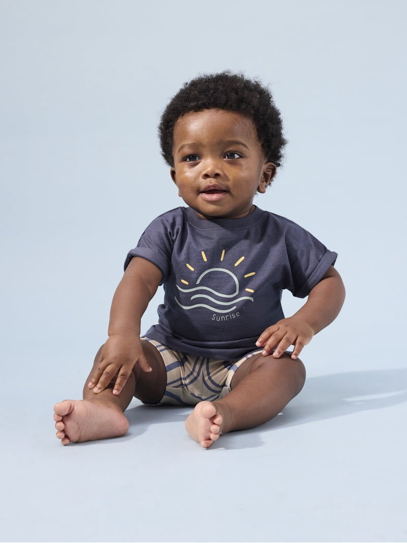 Little Star Organic Baby Boy 6Pc Mix and Match Outfit Set, Sea