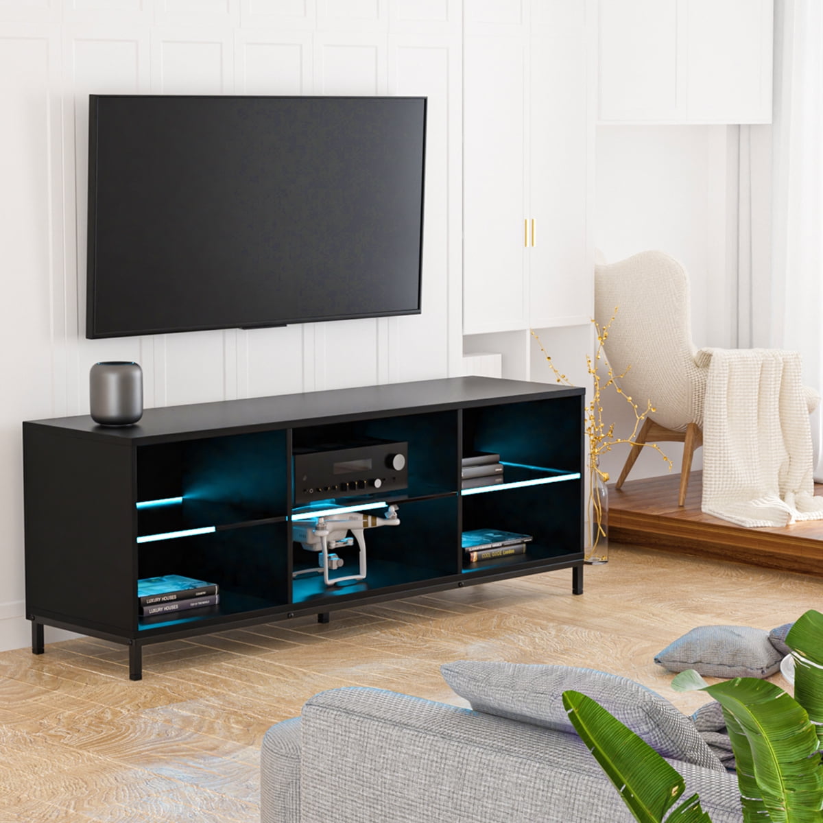 Buy LED TV Stand for 65 TV Modern Entertainment Center with LED Lights