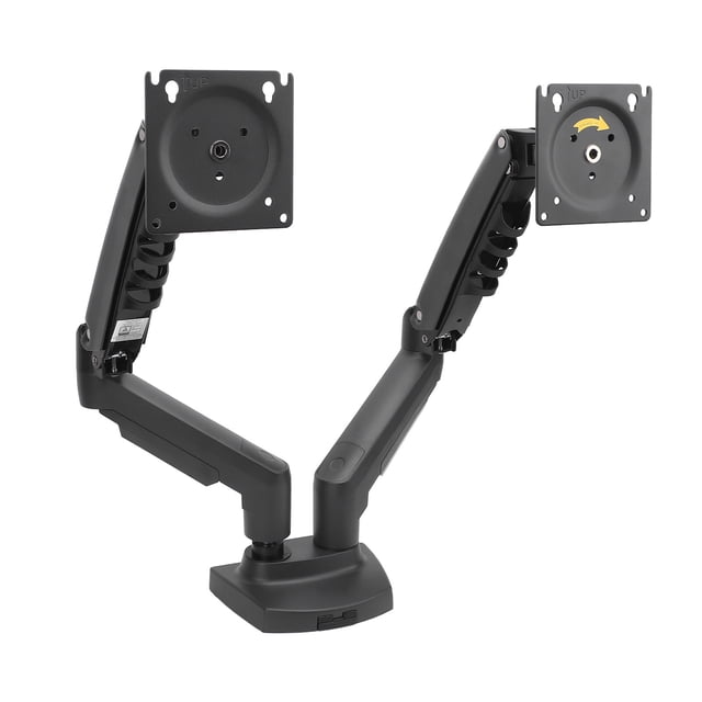 Support à Double Écran, Levage Télescopique, Rotatif, Réglable, 19,8 Lb par Bras, Support de Bureau à Double Écran pour Écran de 17 à 27 Po