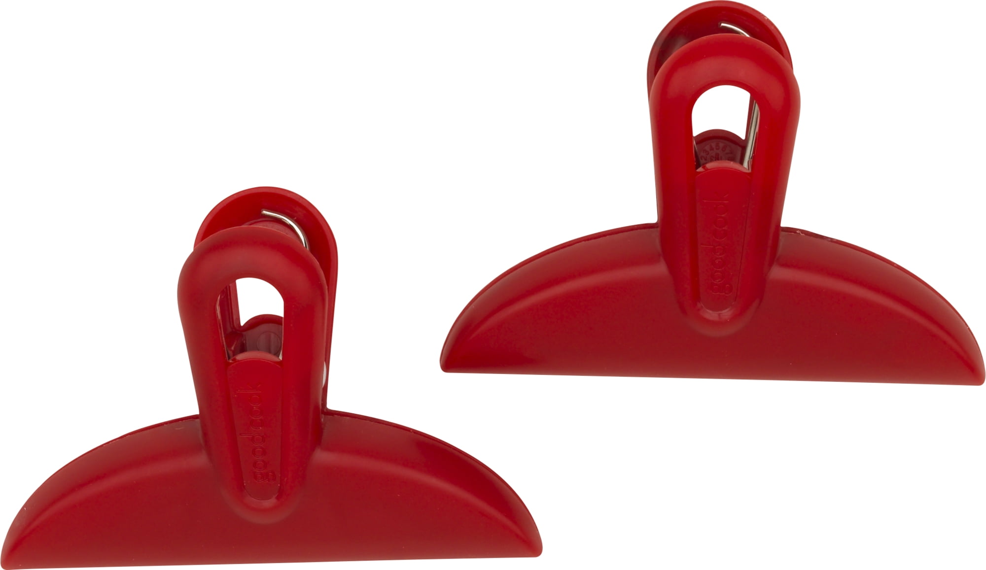(4 pack) GoodCook 2-Piece 3-1/4" Plastic Spring-Loaded Mini Bag Clips Set, Red