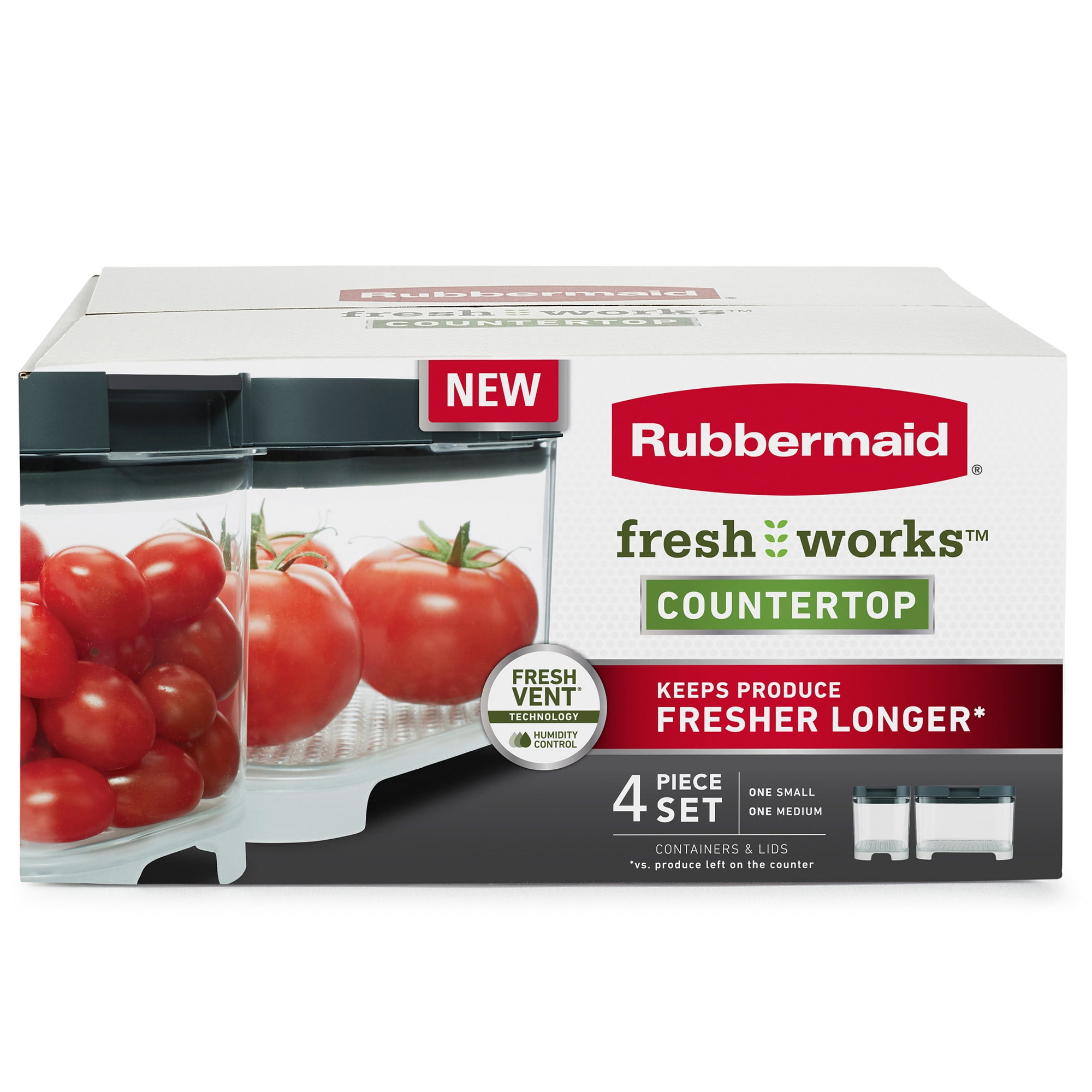 Rubbermaid Freshworks Countertop Produce Saver Small & Medium Container