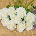 thumbnail image 3 of 12 Piezas de Rosas Artificiales Flores Artificiales Deco Rosas Falsas Blancas 50 cm, 3 of 5